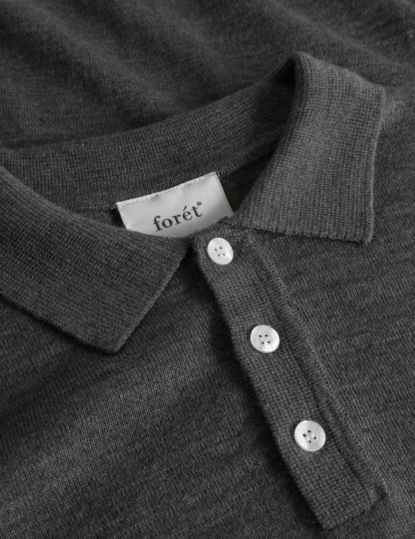 BASE MERINO POLO KNIT - DARK GREY MELANGÉ