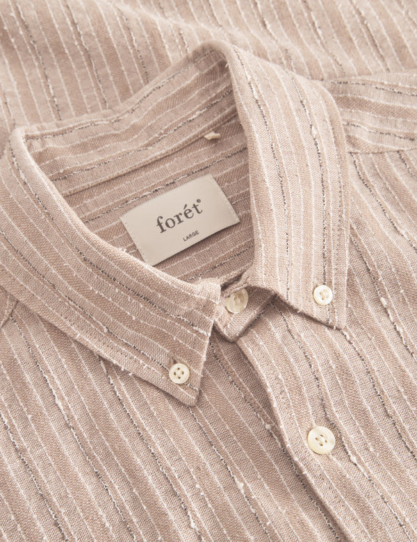 CAMP LINEN SHIRT - KHAKI STRIPE