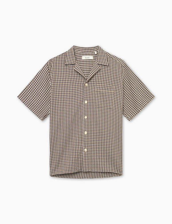 HUSH TWILL SS SHIRT - BROWN CHECK