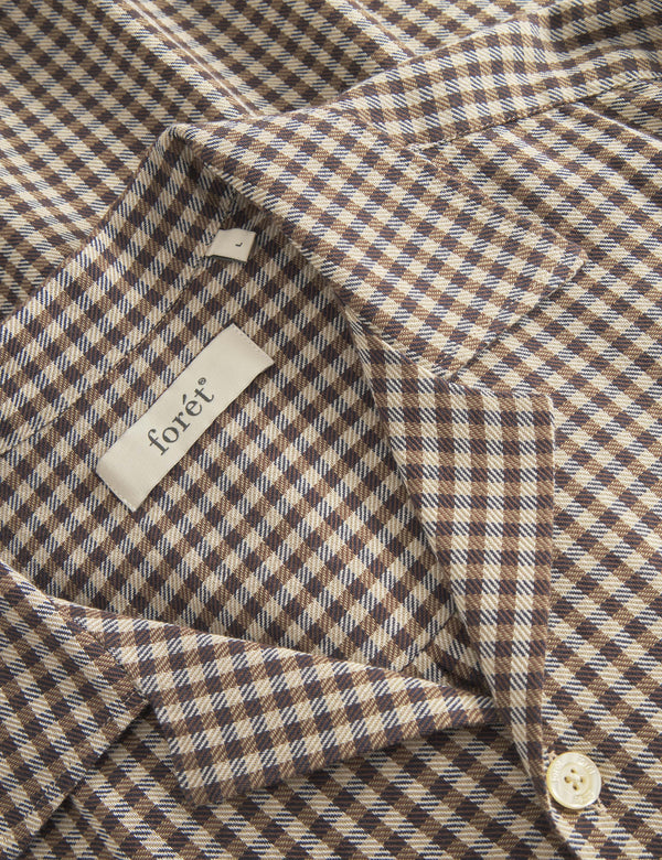 HUSH TWILL SS SHIRT - BROWN CHECK