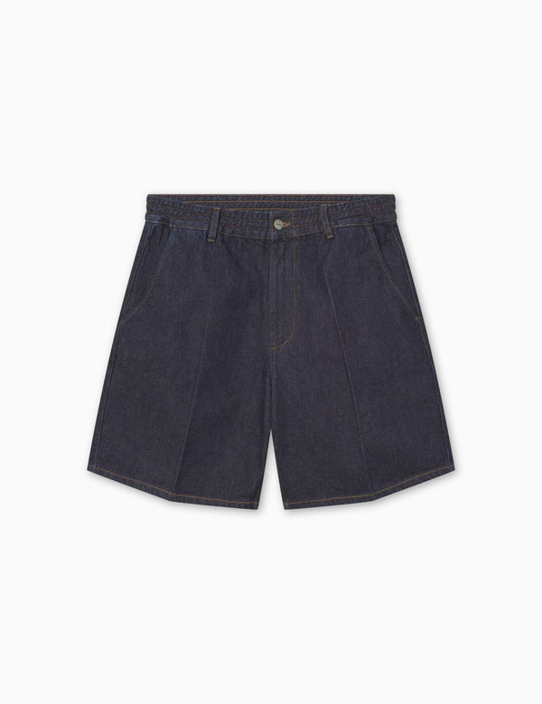 CLAY CREASED DENIM SHORTS - DARK DENIM