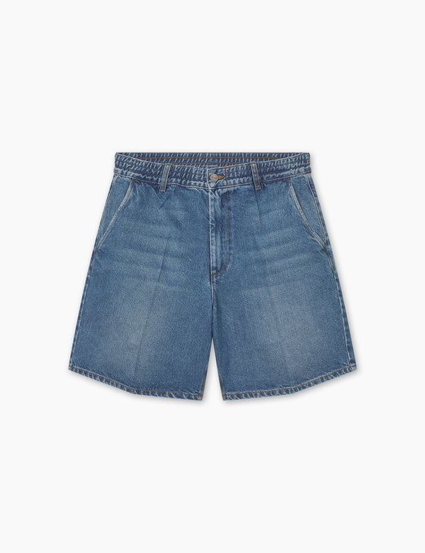 CLAY CREASED DENIM SHORTS - VINTAGE BLUE