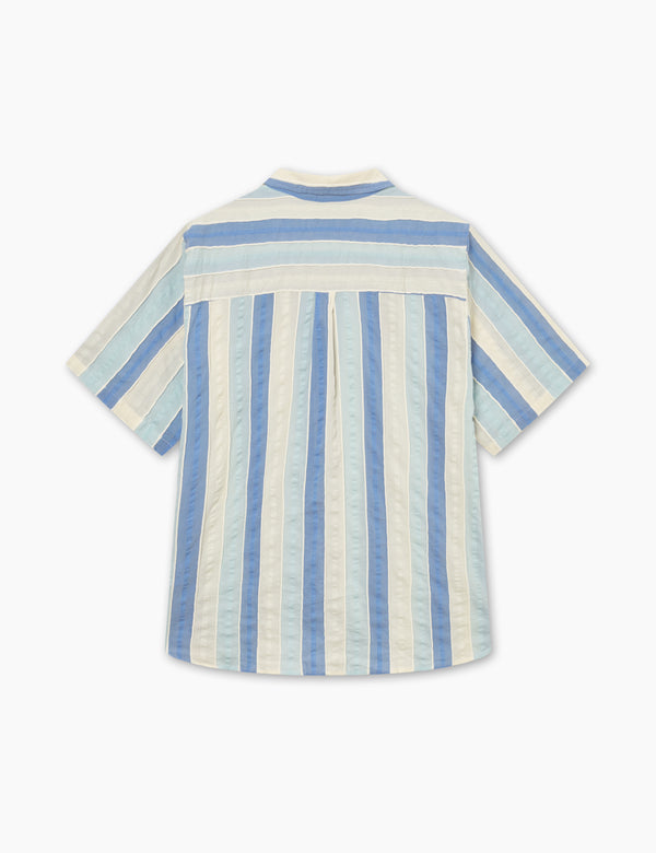 PEER JACQUARD SS SHIRT - BLUE/CLOUD