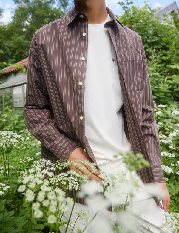 ROSE POPLIN SHIRT - BROWN STRIPE