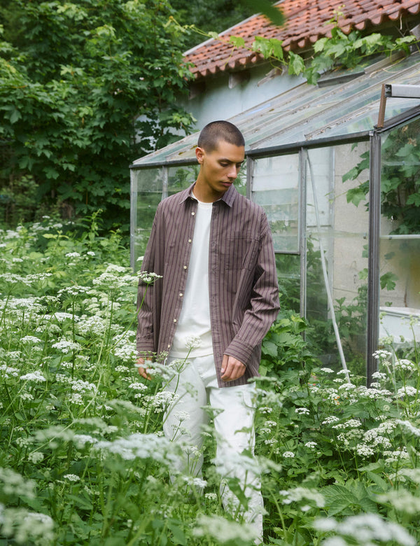 ROSE POPLIN SHIRT - BROWN STRIPE