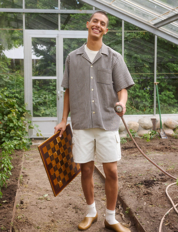 HUSH TWILL SS SHIRT - BROWN CHECK