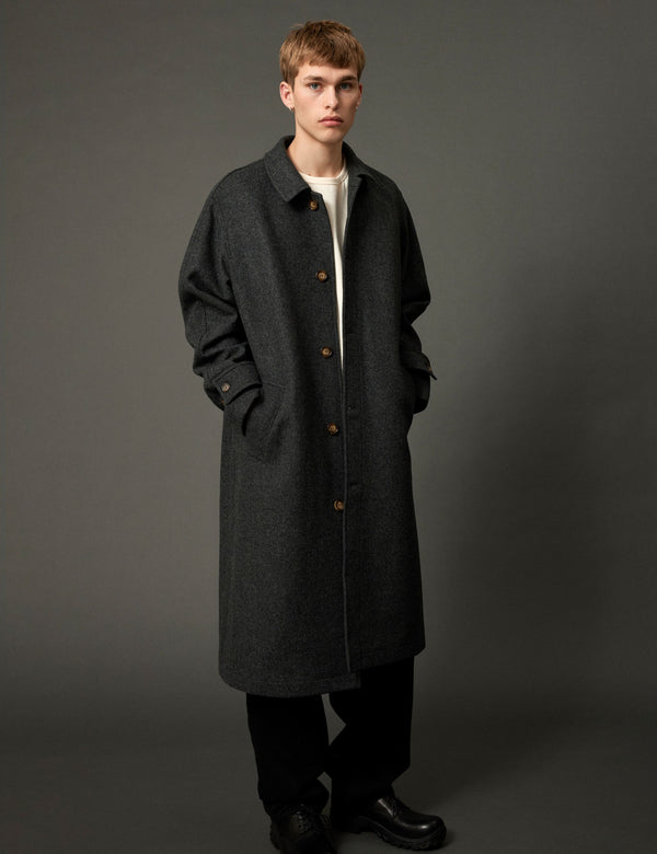 PINE WOOL COAT - DARK GREY MELANGÉ