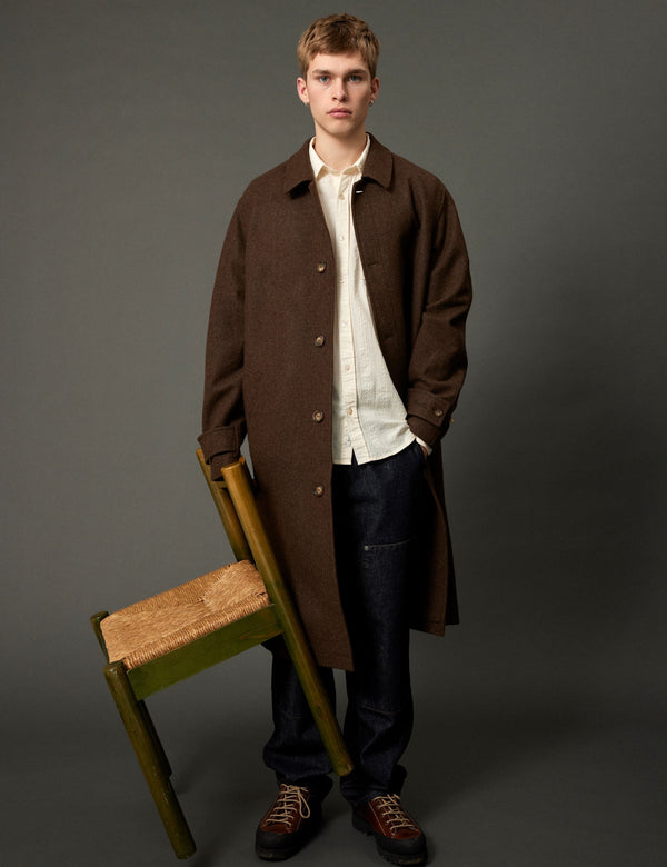 PINE WOOL COAT - DARK BROWN MELANGÉ