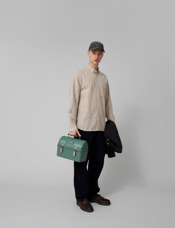 CAMP LINEN SHIRT - KHAKI STRIPE