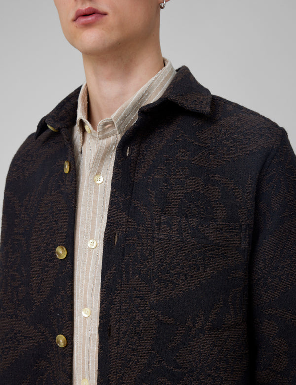 MAP JACQUARD SHIRT - DARK GREY