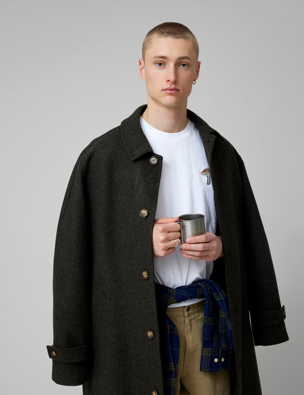 PINE WOOL COAT - DARK MOSS MELANGÉ