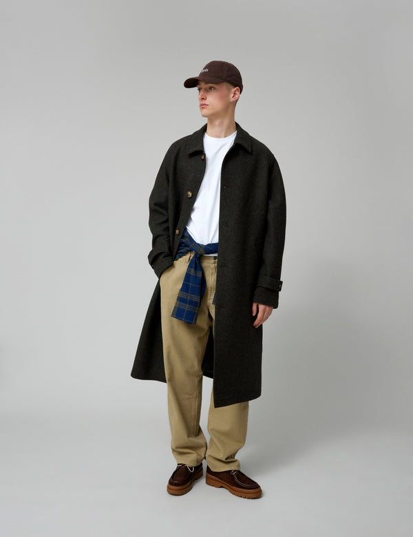 PINE WOOL COAT - DARK MOSS MELANGÉ