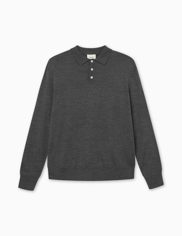 BASE MERINO POLO KNIT - DARK GREY MELANGÉ