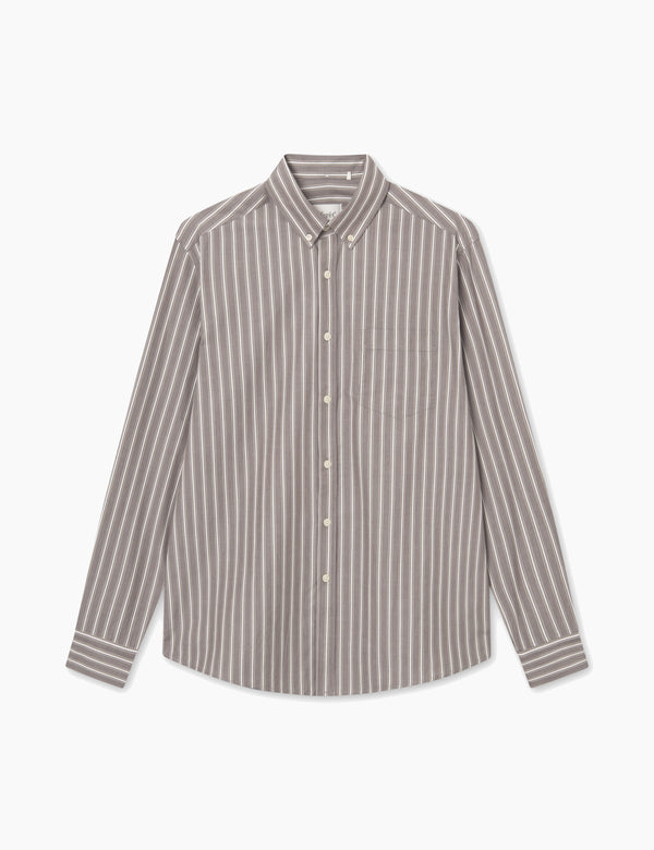 VISION SHIRT - COLD BROWN/KHAKI STRIPE