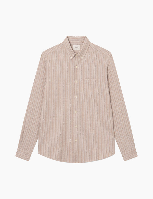 CAMP LINEN SHIRT - KHAKI STRIPE