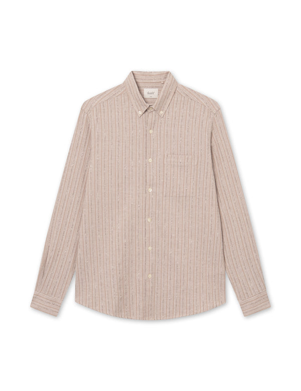 CAMP LINEN SHIRT - KHAKI STRIPE