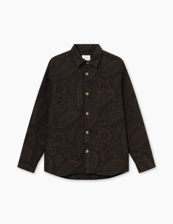 MAP JACQUARD SHIRT - COLD BROWN