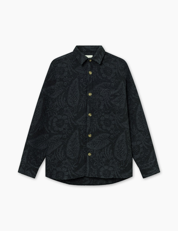 MAP JACQUARD SHIRT - DARK GREY