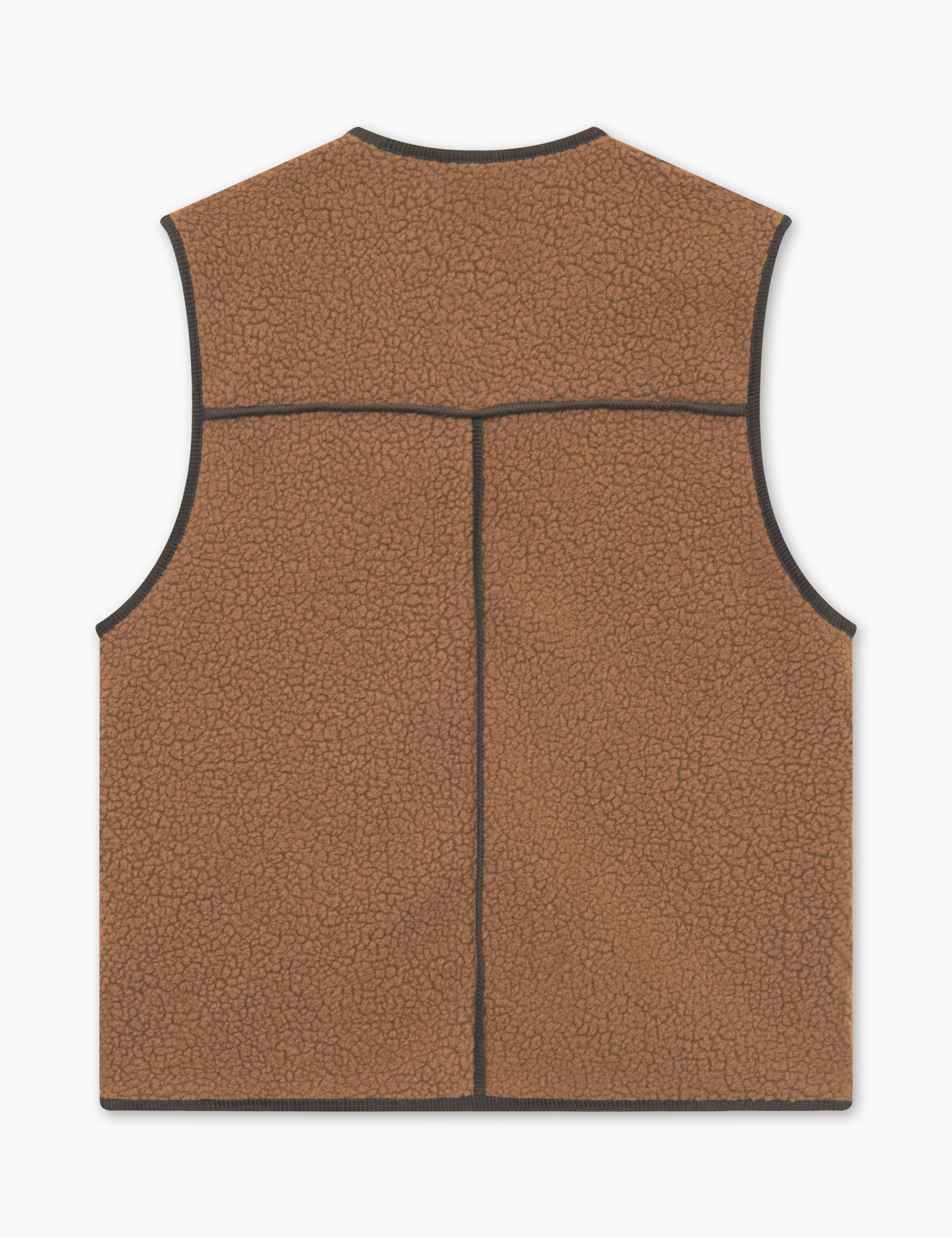 TULIP SHERPA FLEECE VEST - BROWN