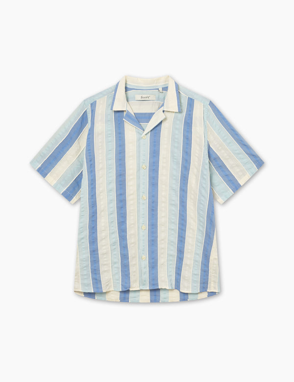 PEER JACQUARD SS SHIRT - BLUE/CLOUD