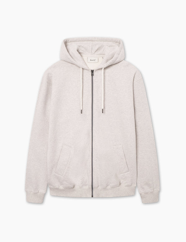 NOON ZIP HOODIE - SNOW MELANGE