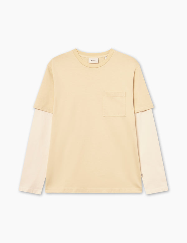 PLANET DOUBLE LONGSLEEVE - DUSTY YELLOW/CLOUD