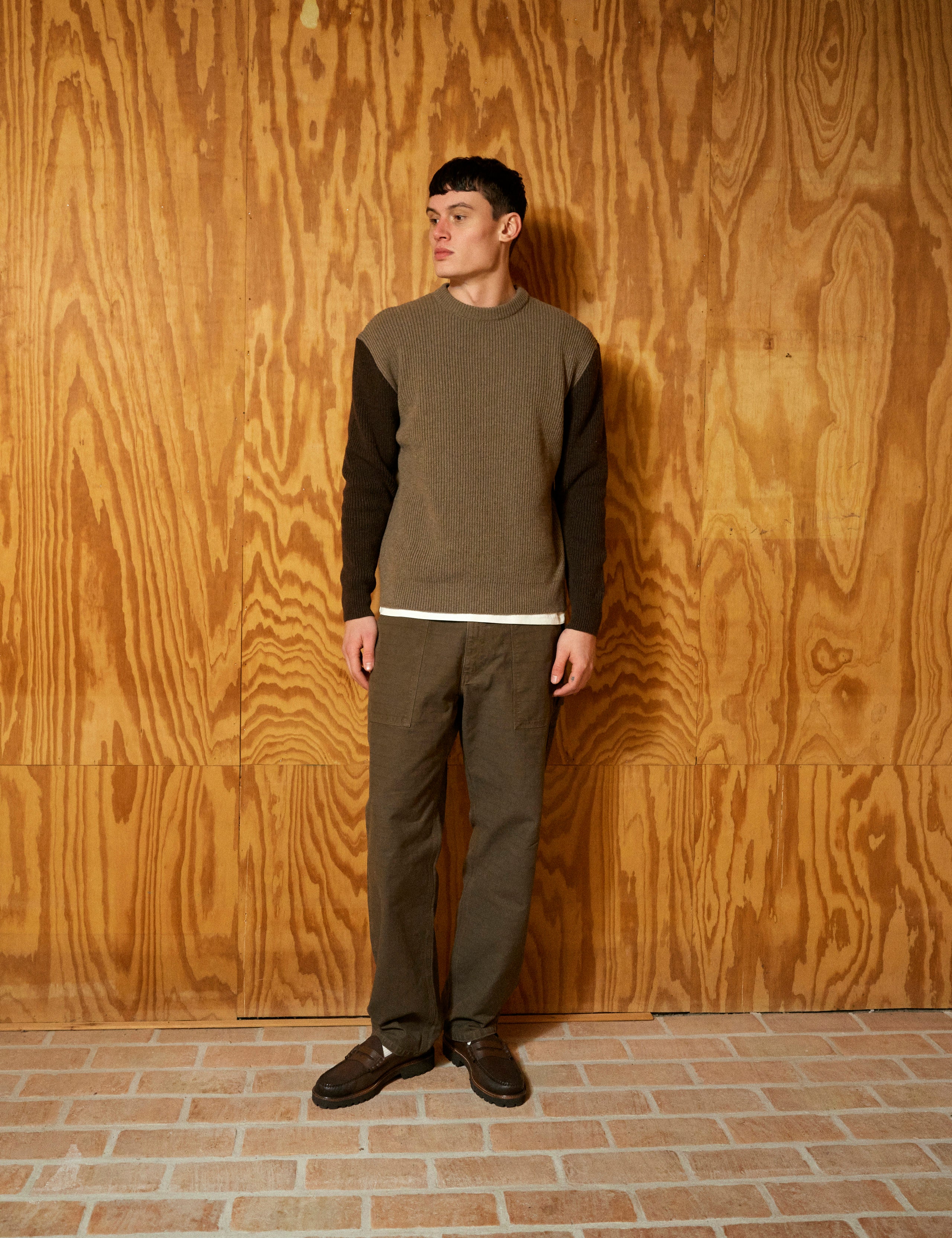 RELAX RIB KNIT - STONE/COLD BROWN