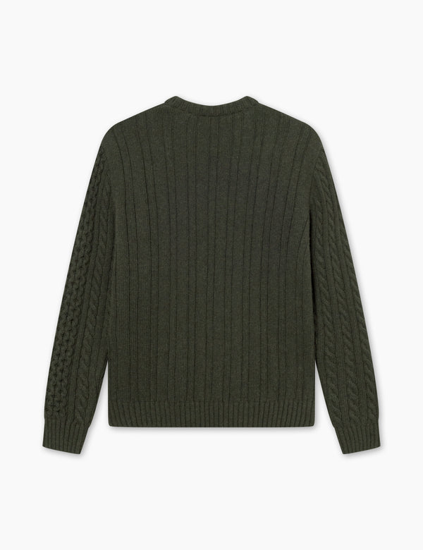 HYBRID CABLE KNIT - DARK MOSS