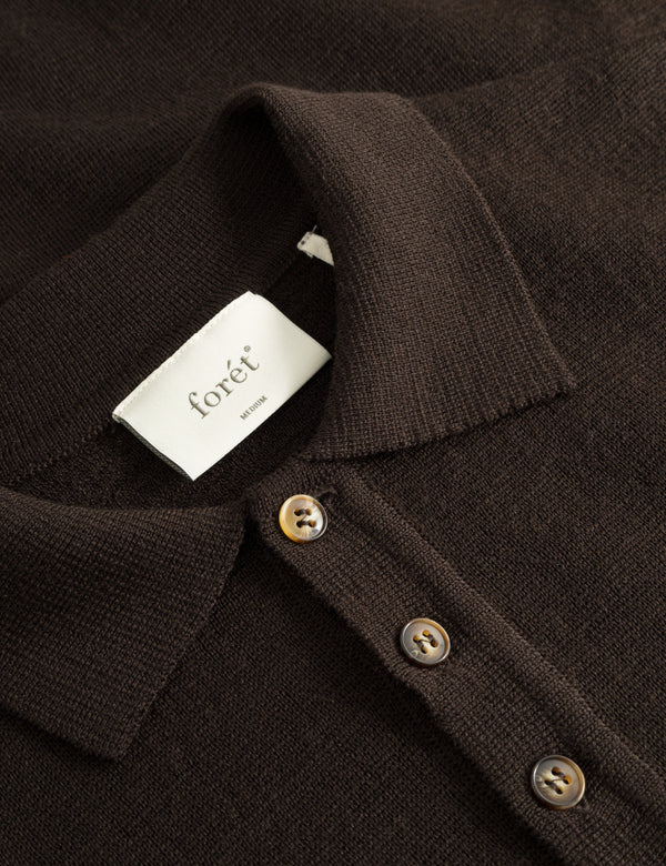 BASE MERINO POLO KNIT - COLD BROWN