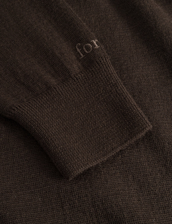 BASE MERINO POLO KNIT - COLD BROWN