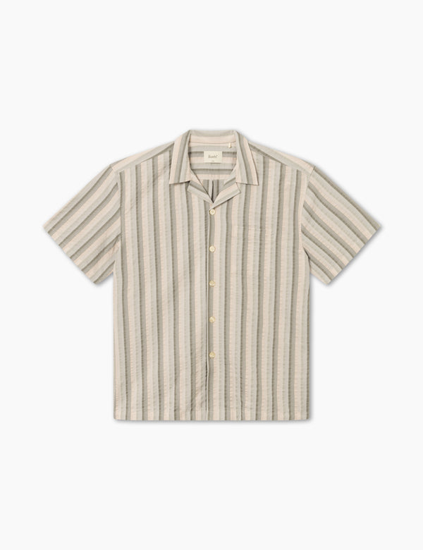 OTTER SEERSSUCKER SS SHIRT - GREY STRIPE