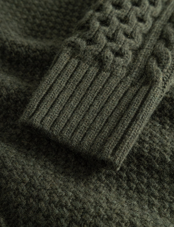 HYBRID CABLE KNIT - DARK MOSS