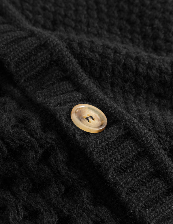 HYBRID CABLE CARDIGAN - BLACK