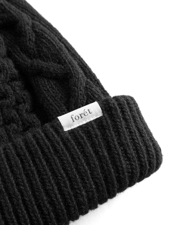 HYBRID CABLE BEANIE - BLACK