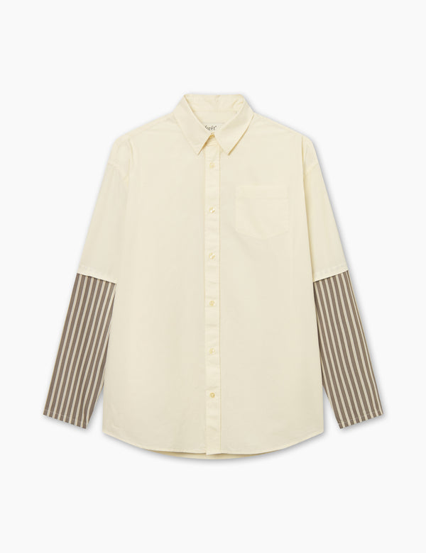 REST SHIRT - CLOUD/BROWN STRIPE