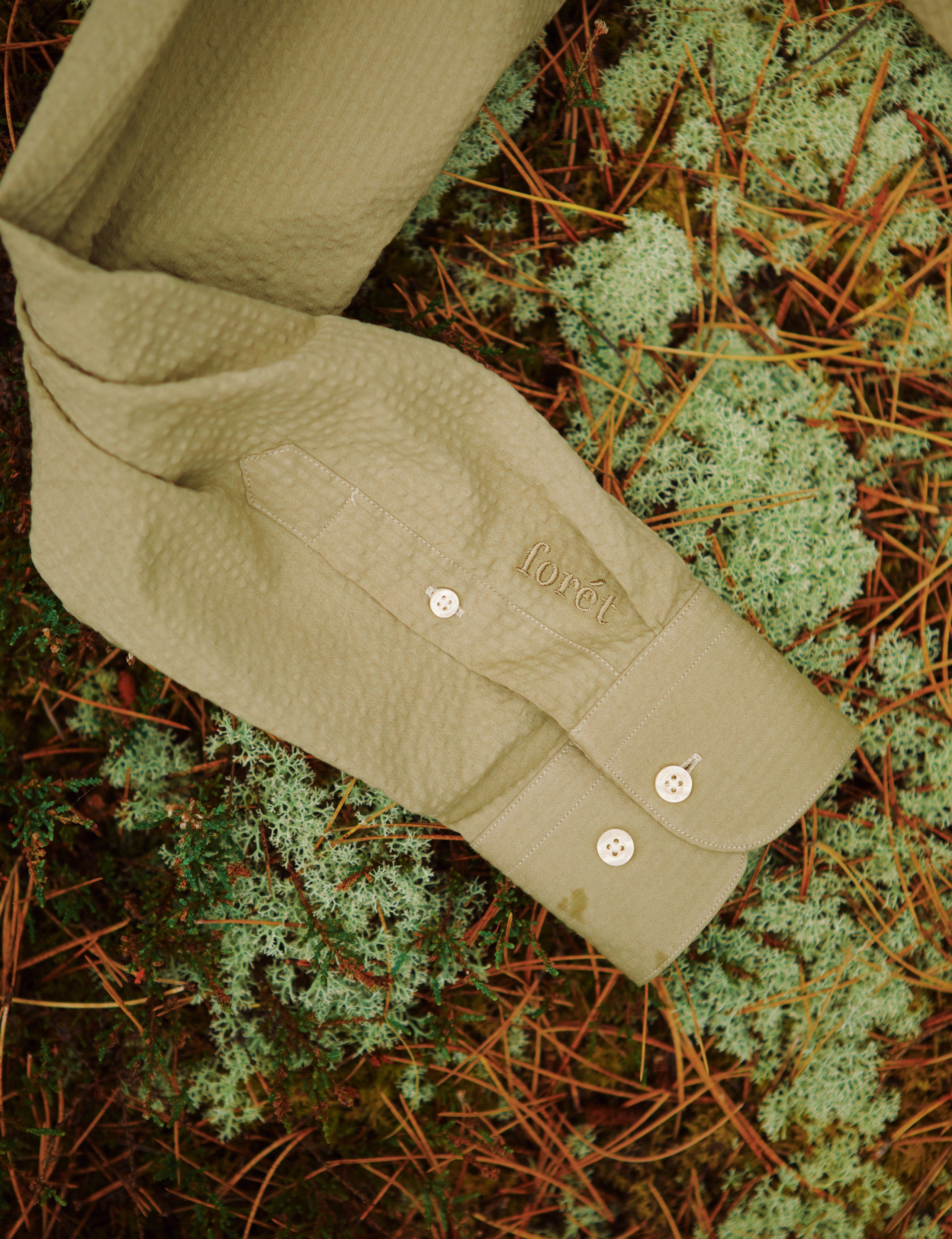 BUSH SEERSUCKER SHIRT - OLIVE