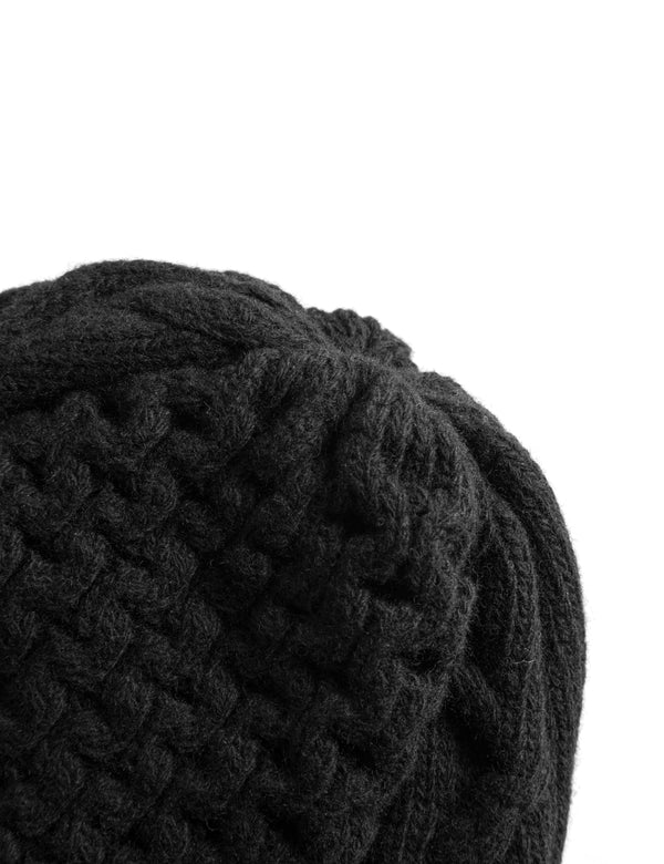 HYBRID CABLE BEANIE - BLACK