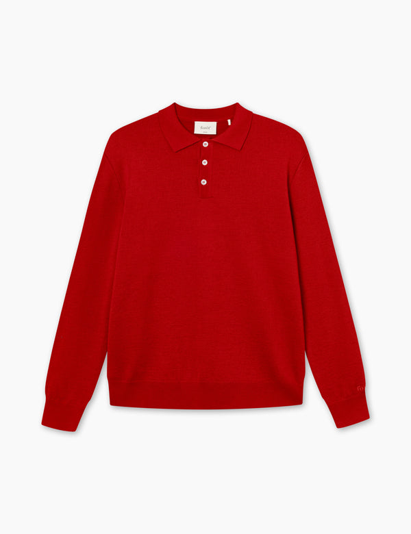 BASE MERINO POLO KNIT - RED