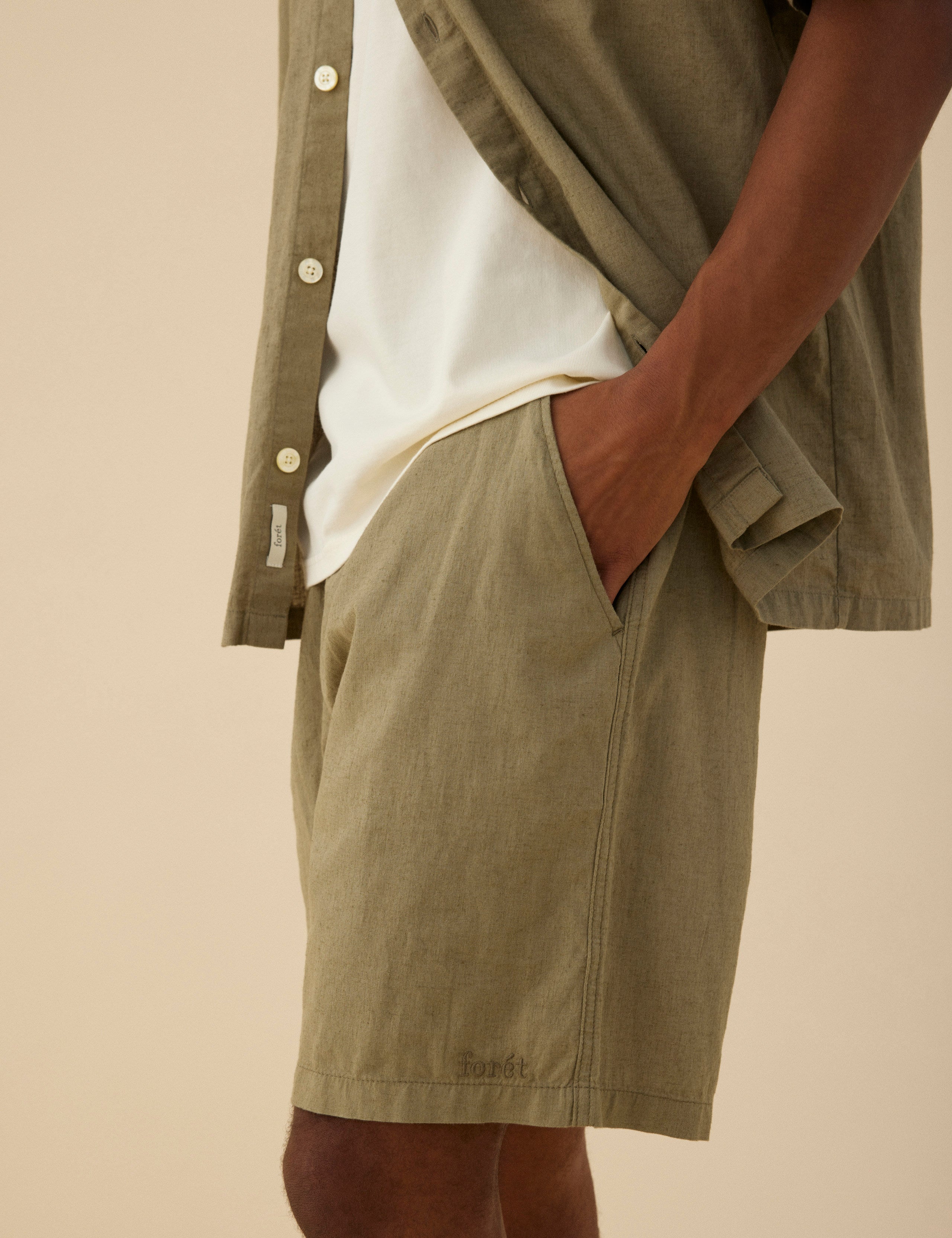 SERENE LINEN SS SHIRT - DUSTY OLIVE