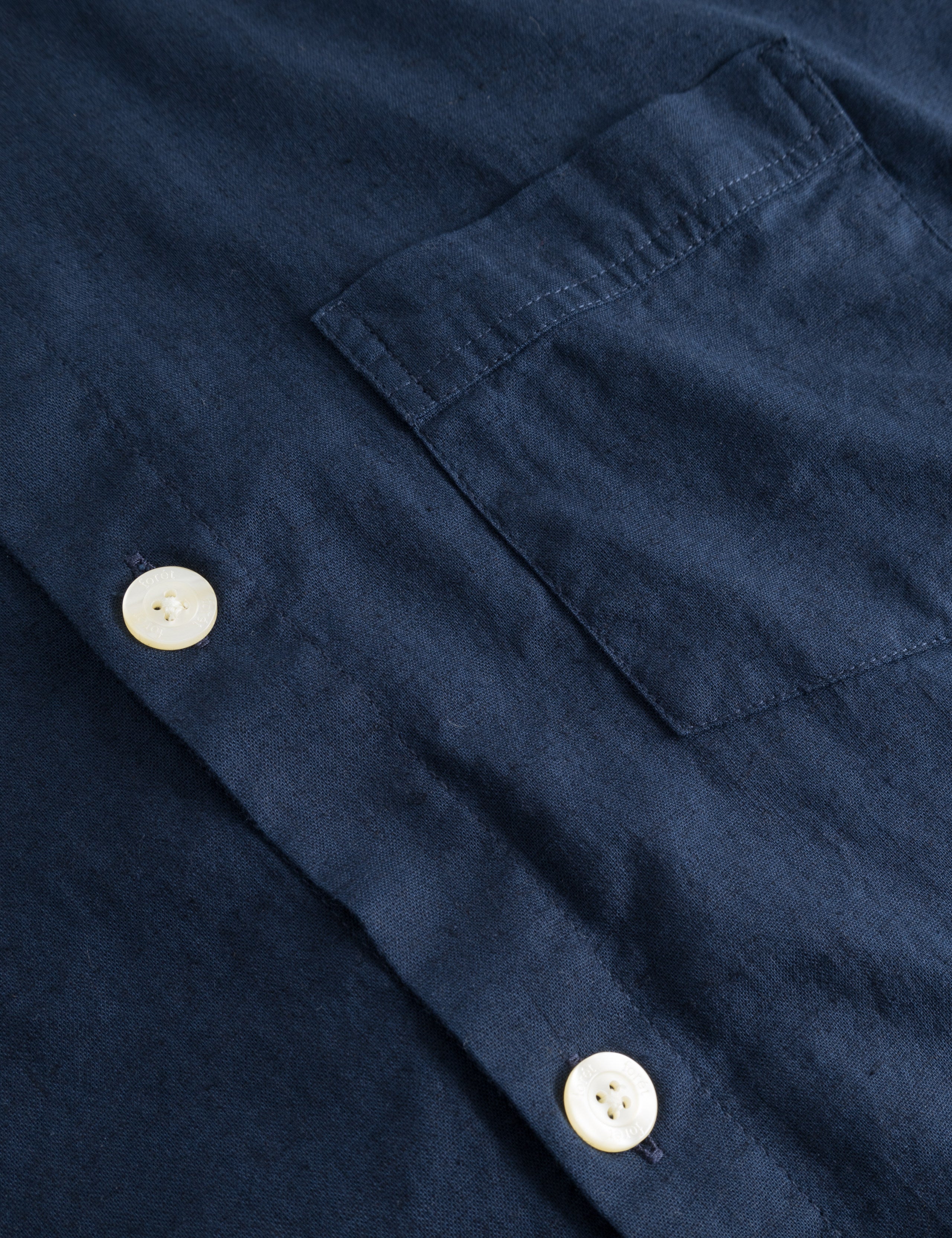 SERENE LINEN SS SHIRT - NAVY