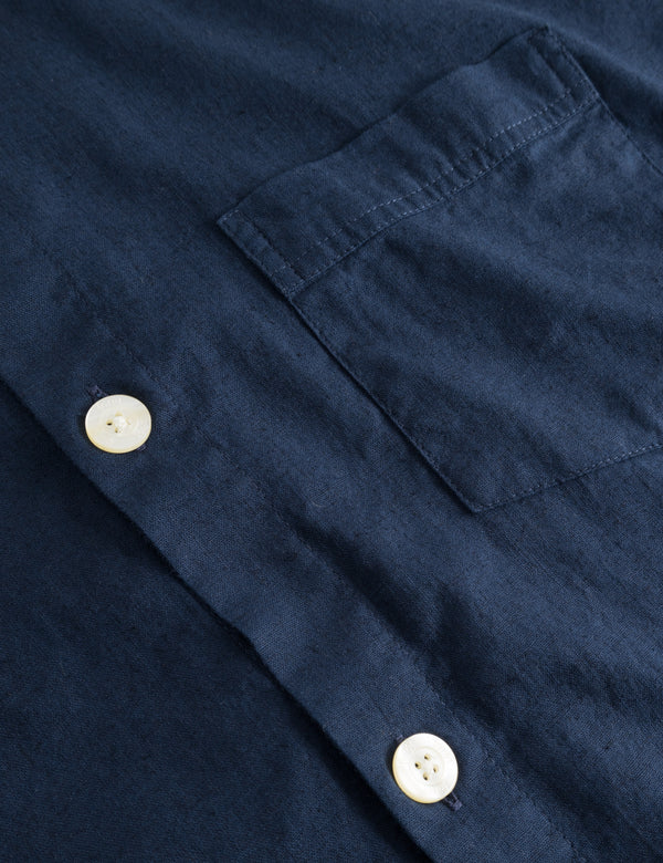 SERENE LINEN SS SHIRT - NAVY