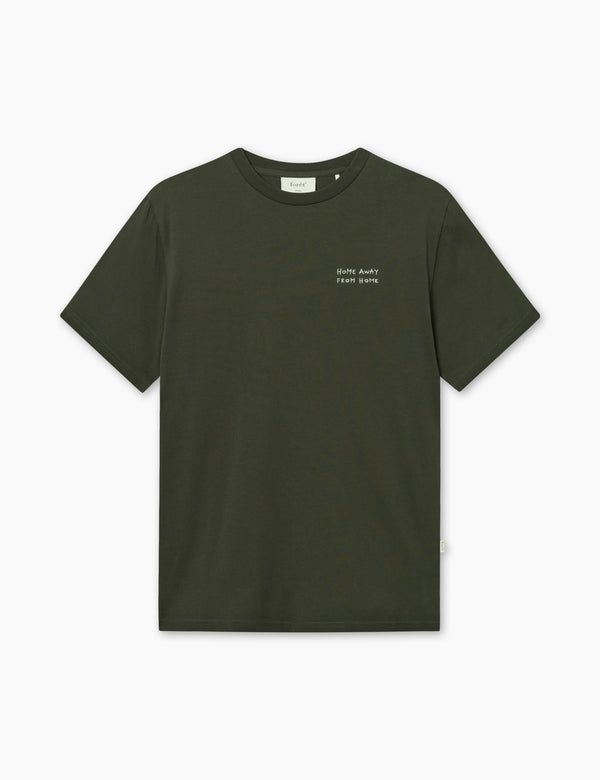 ABODE EMBROIDERY T-SHIRT - DARK MOSS/CLOUD