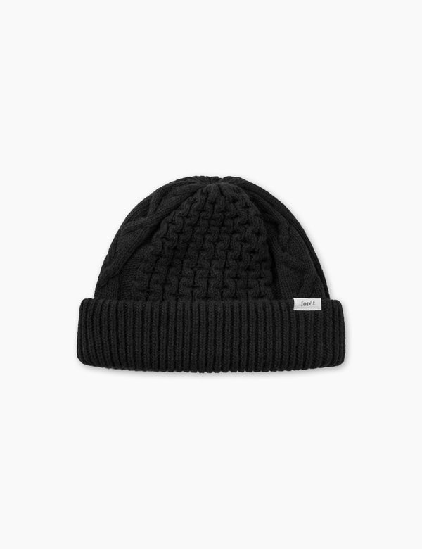 HYBRID CABLE BEANIE - BLACK