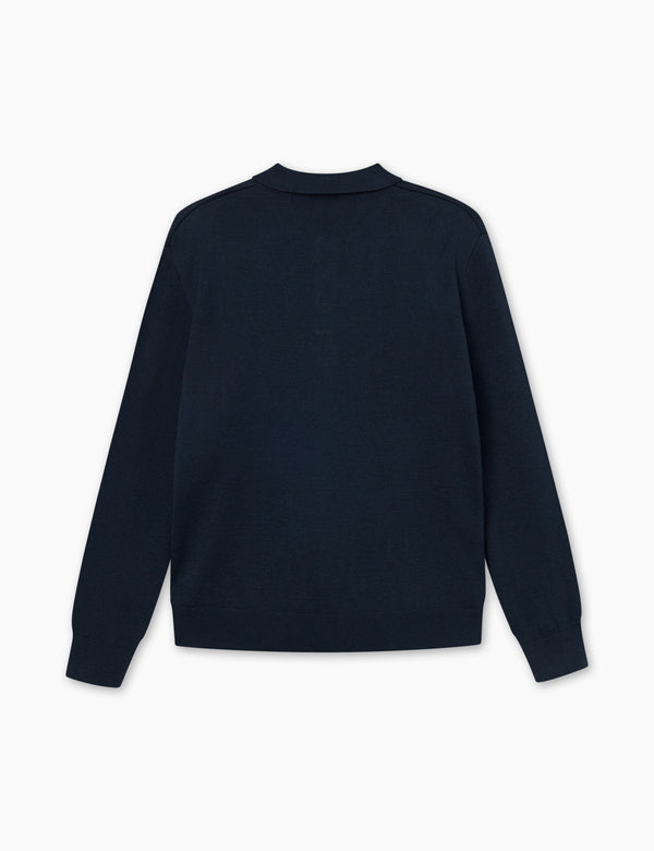 BASE MERINO POLO KNIT - NAVY