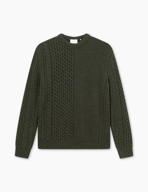 HYBRID CABLE KNIT - DARK MOSS