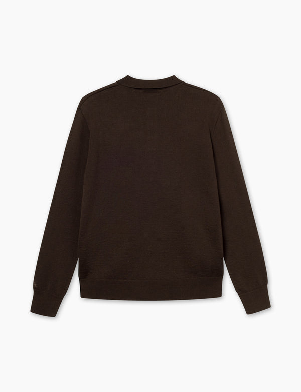 BASE MERINO POLO KNIT - COLD BROWN