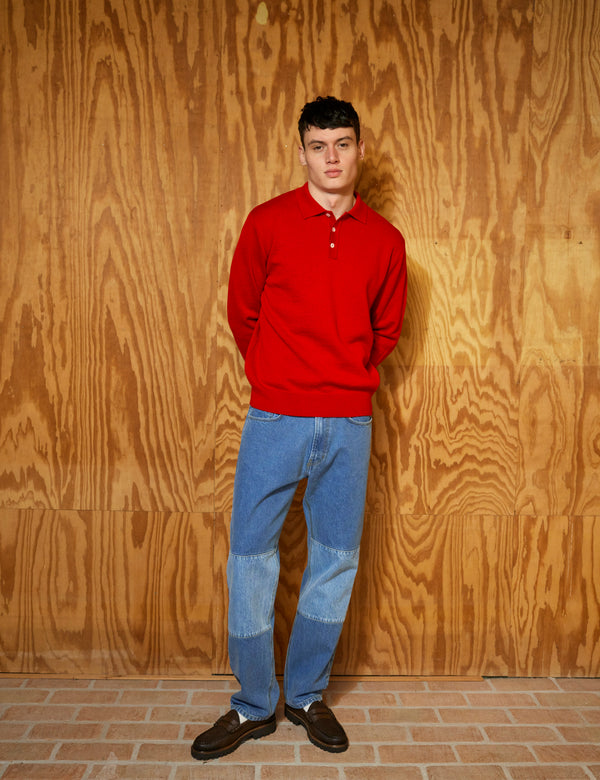 BASE MERINO POLO KNIT - RED