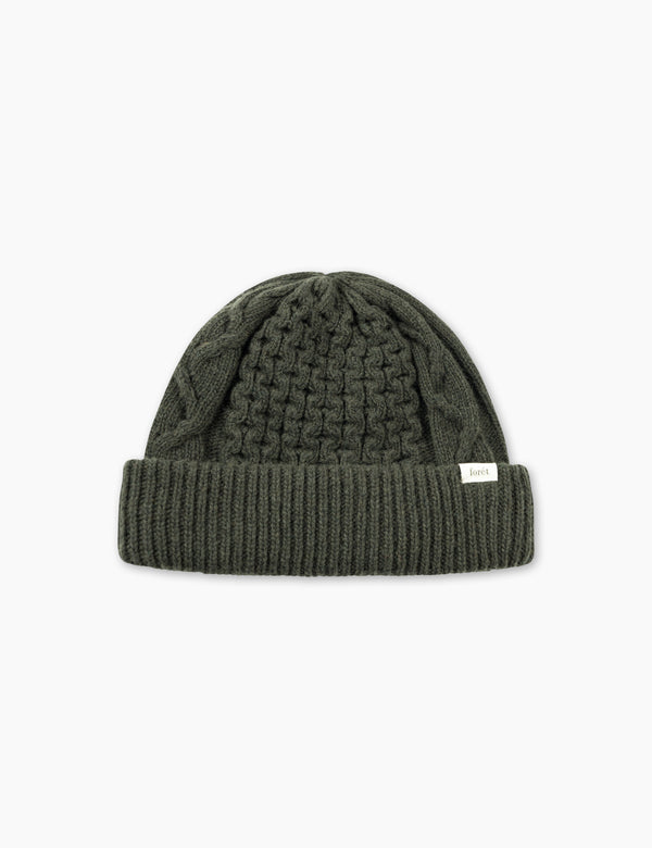 HYBRID CABLE BEANIE - DARK MOSS