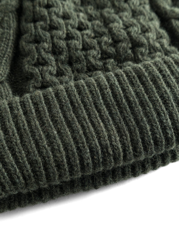 HYBRID CABLE BEANIE - DARK MOSS