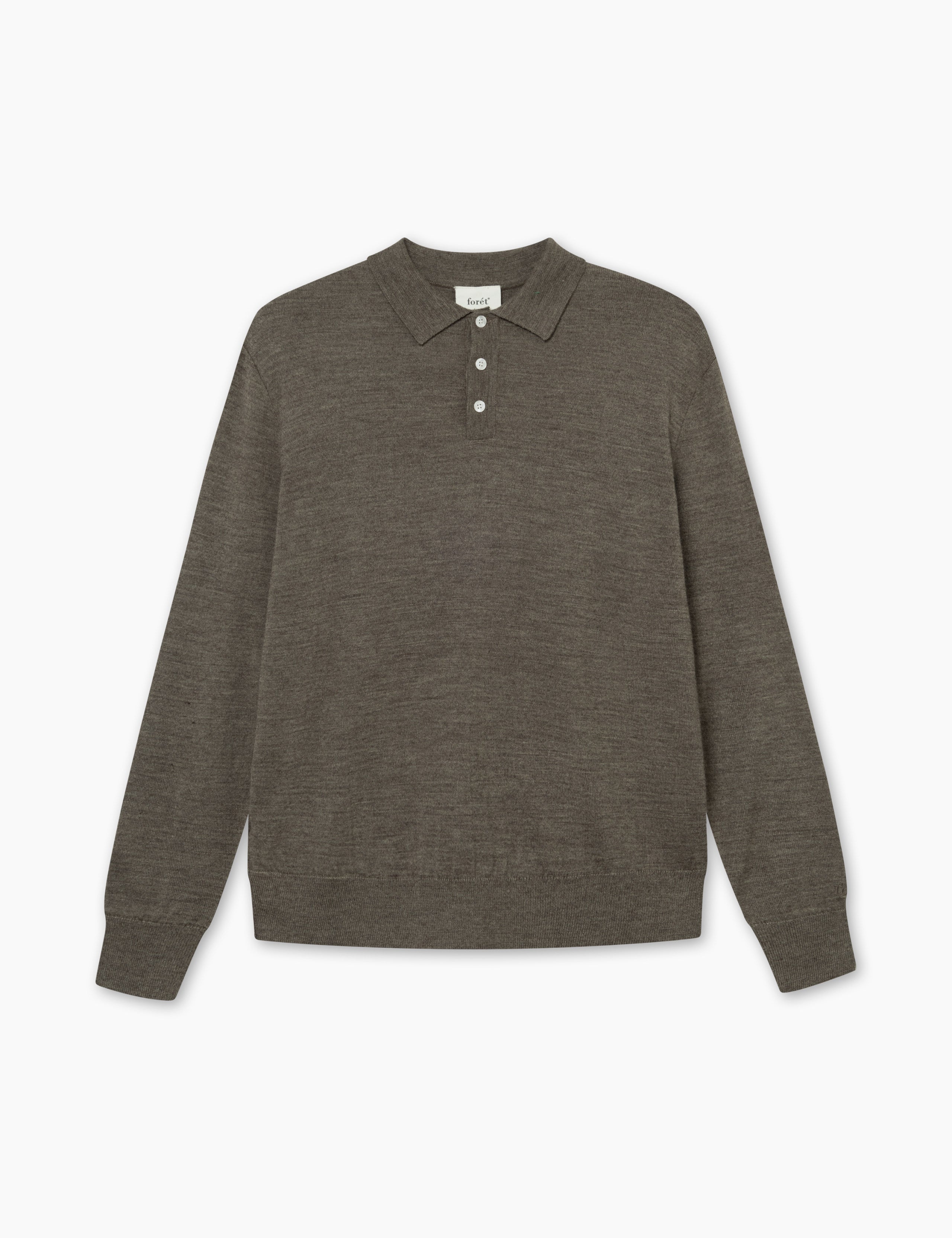 BASE MERINO POLO KNIT - DARK GREY MELANGÉ